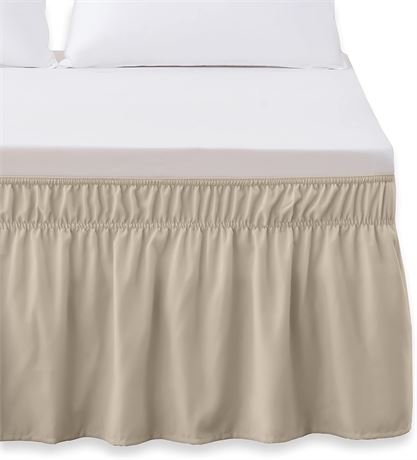 Elegant Comfort Luxurious Wrap Around Elastic Solid Ruffled Bed Skirt, with 16"