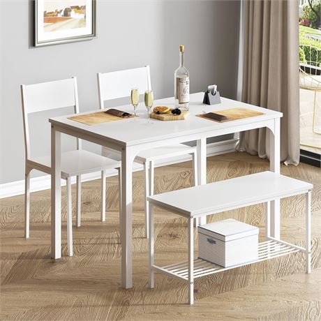 soges 4 Pieces Dining Table Set,43.3 inch Kitchen Table Set for 4,Dining Set