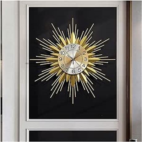 Gold,65CM  Wall Clock Large Round Wrought Iron Wall Clock