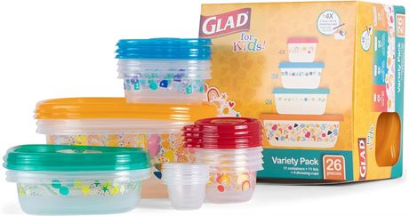 Glad for Kids GladWare Variety Pack 26ct Back to School Pattern Food Storage