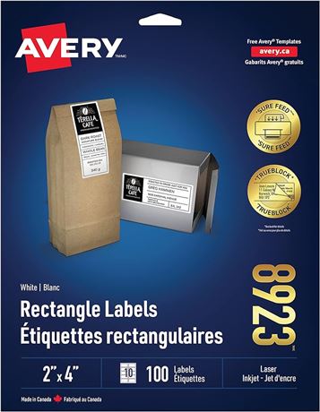 Avery 2" x 4" Shipping Labels with TrueBlock Technology for Laser/Inkjet Printer