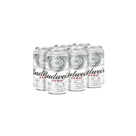 Budweiser Zero Non-Alcoholic Beer 6x355ml Cans, 0.0% Fully Brewed Non-Alcoholic