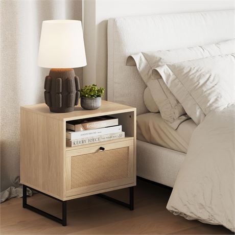 Nathan James Mina Side, End or Accent Table in a Natural Oak Wood Finish