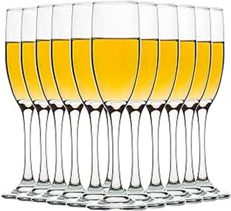 Set of 12, Champagne Glasses, 6 Ounce Champagne Flute, Lead-Free Drinkware, Clea