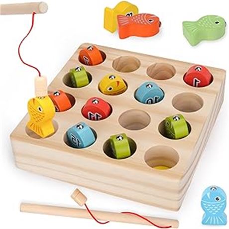 Wooden Magnetic Fishing Toy for Kids Toddlers Montessori Toys Gifts for 1-5 Year