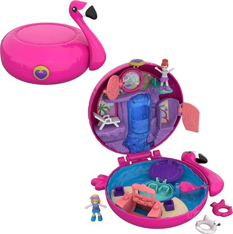 Polly Pocket Mini Toys, Compact Playset with 2 Micro Dolls and Accessories