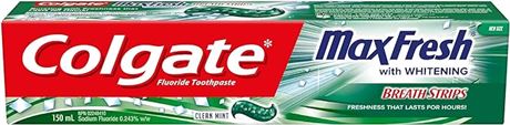 150 Milliliters,Colgate MaxFresh Toothpaste with Mini Breath Strips, Clean Mint
