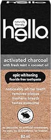 82ml Hello Activated Charcoal Epic Teeth Whitening Toothpaste Fluoride Free