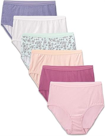 Size 10 Fruit of the Loom womens Tag Free Cotton Brief Panties, Assorted