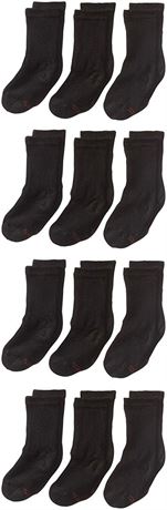 SMALL - Hanes Boys' Socks, Double Tough Cushioned Crew Socks, 12-pair Pack