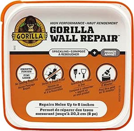 Gorilla High Performance Wall Repair, Lightweight Formulation, Spackling + Prime