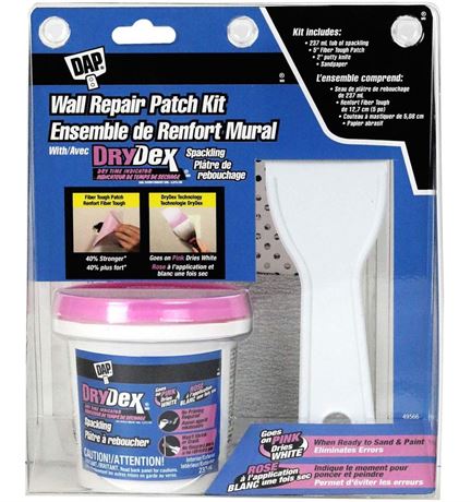 DAP Wall Repair Patch Kit with DryDex Spackling, Putty Knife, Patches & Sandpape