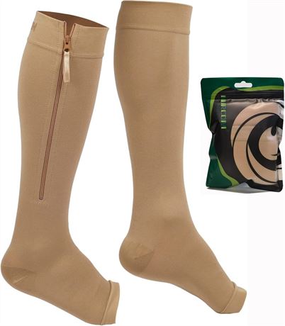 XXL - NURCOM Premium Zipper Compression Stockings for Women Men, Soft-in 20-30mm