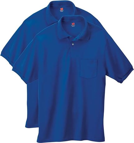 LRG - Hanes mens Short-sleeve Jersey Pocket (Pack of 2) polo shirts, Deep Royal