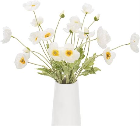 Lumoslyy Artificial Flowers Silk Poppy Flowers | Pack of 5