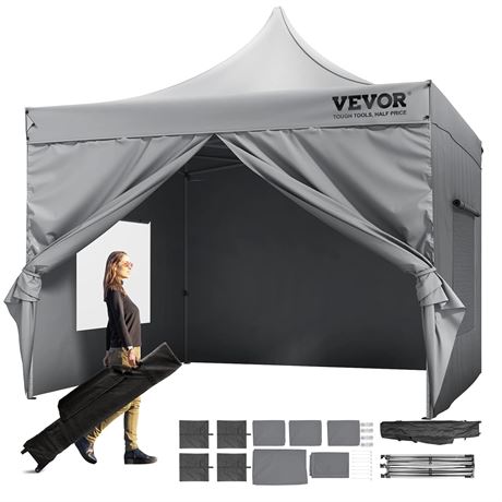 VEVOR 10x10 FT Pop up Canopy with Removable Sidewalls, Instant Canopies