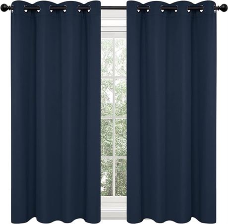 52x45 Inch, Deconovo Navy Blue Blackout Curtains, Navy Blue