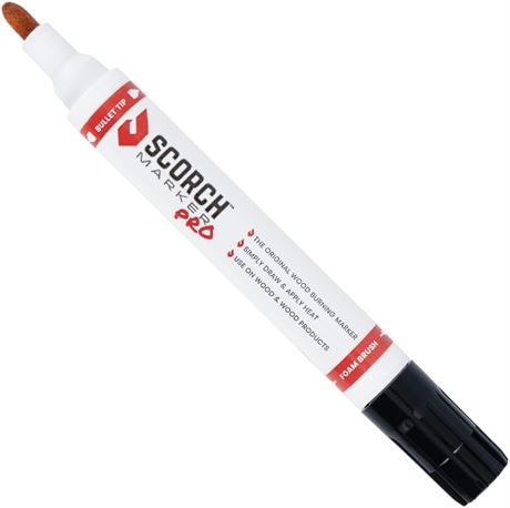 Scorch Marker Woodburning Pen Tool with Foam Tip and Brush, Non-Toxic Marker