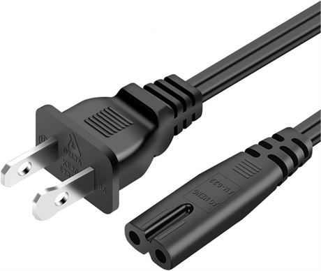 HECHOBO 10FT 2 Prong Power Cable Compatible with Samsung TV, TCL, LG, Sony