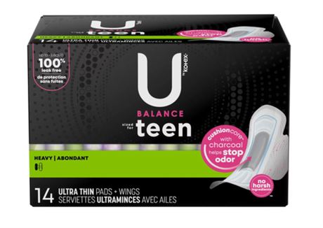 U by Kotex Teen Ultra Thin Pads Extra Absorbency With Wings 14 Count