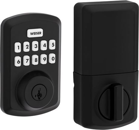 Weiser Powerbolt 3 Matte Black Keyless Entry Door Lock/Deadbolt Lock, 10-Button