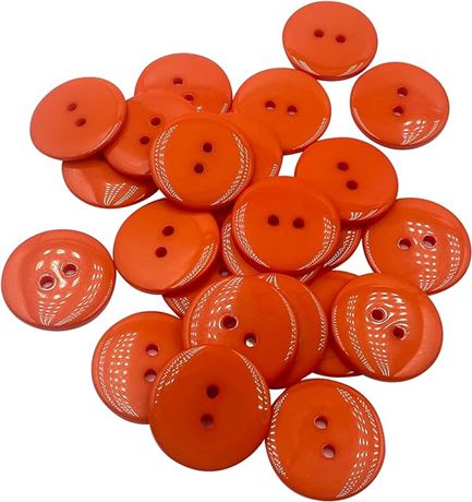 100Pcs - 25mm Resin Buttons, 1 Inch Round Buttons, Two Hole Buttons, Plastic