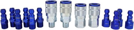 Milton Industries ColorFit Coupler & Plug Kit - (T-Style, Blue) - 1/4" NPT