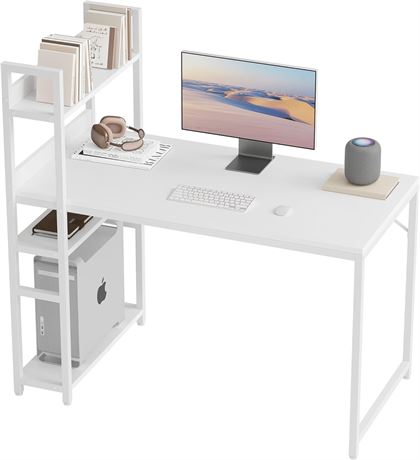 CubiCubi Computer Desk 47 inch with Storage Shelves Study Writing Table for Home