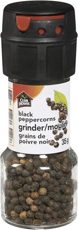 Club House, Quality Natural Herbs & Spices, Black Peppercorn, Grinder, 35g