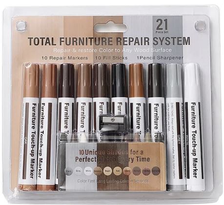 21pcs Furniture Touch Up Markers Filler Sticks Wood Scratches Restore Kit Wood
