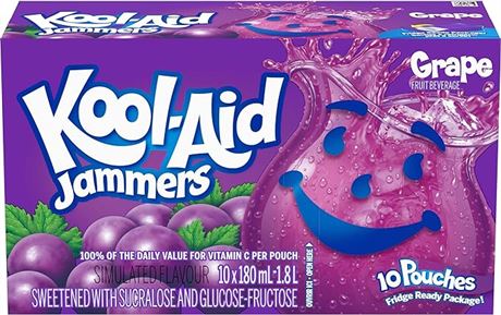 Kool-Aid Jammers Grape, 180ML Pouch (10 Pouches)
