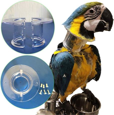 Bonaweite Pet Parrot Anti-bite Collar, Anti-Grab Feather Lick Wound Healing Safe