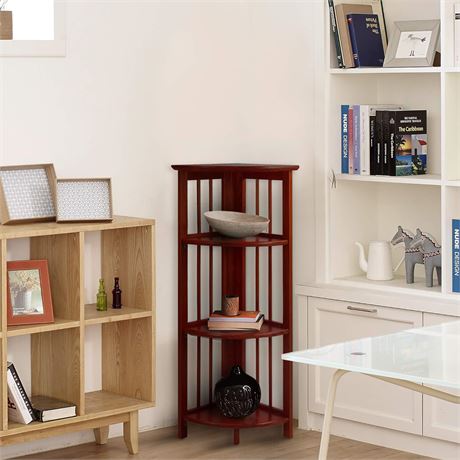 Casual Home 4-Shelf Corner Folding Bookcase, Truffle Brown (New)