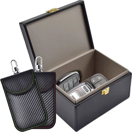 Faraday Box for Car Keys & 2 Pack Faraday Bag for Key Fob Protector, RFID Key