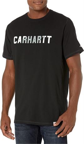 MED - Carhartt Men's Force Relaxed Fit Midweight Short-Sleeve Block Logo Graphic
