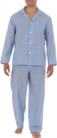 SMALL - Fruit of the Loom Mens Long Sleeve Broadcloth Pajama Set