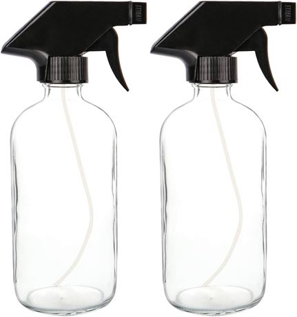 Uceoo 2 Pack Clear Glass Spray Bottle, 17.5oz