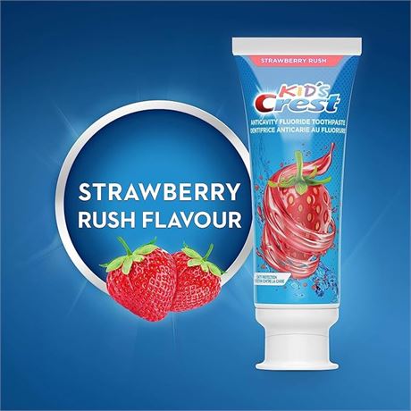 Crest Kid's Anticavity Fluoride Toothpaste, Strawberry Rush Flavor, 85 mL