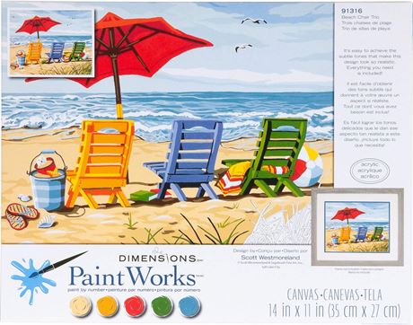 Dimensions Needlecrafts Paintworks Paint by Number, Beach Chair Trio