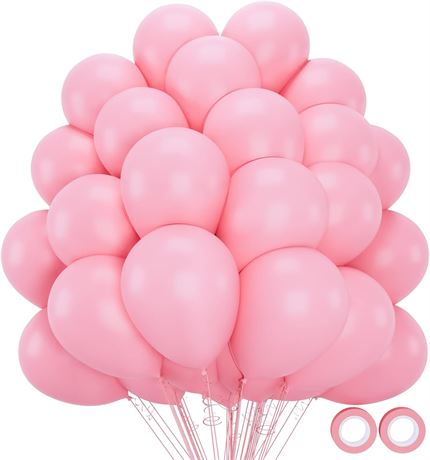 Moukiween Pink Balloons 12 inch -70 pcs Pastel Light Pink Balloons for Pink