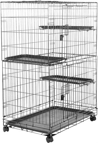 Amazon Basics Large 3-Tier Cat Cage Playpen Box Crate Kennel - 36 x 22 x 51 Inch