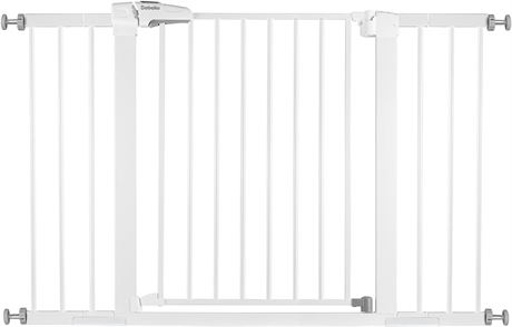 29-48'' BABELIO Metal Baby Gate, Easy Install Pet Gate, Extra Wide, White