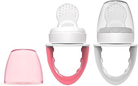Dr. Brown's Fresh First Silicone Feeder, Pink & Grey, 2 Pack