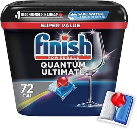Finish Power Ball Quantum Ultimate Dishwasher Detergent Tabs, Scrubs, Degreases,