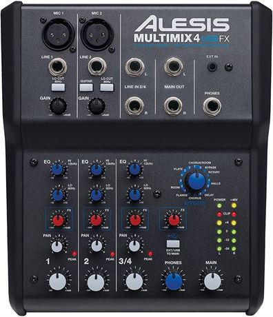 Alesis MultiMix 4 USB FX - 4 Channel Compact Studio Mixer with Built In Effects