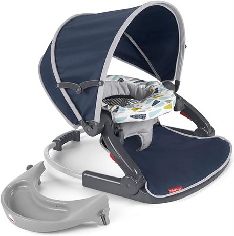 Fisher-Price On-the-Go Sit-Me-Up Floor Seat Citron Wedge, Travel Baby Chair