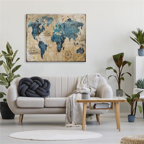 36" x 48" - Stupell Industries Vintage Abstract World Map Wall Hangings,