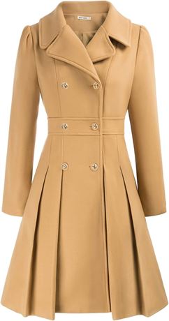XL - GRACE KARIN Womens Trench Coat Notch Lapel Double Breasted Thick A Line