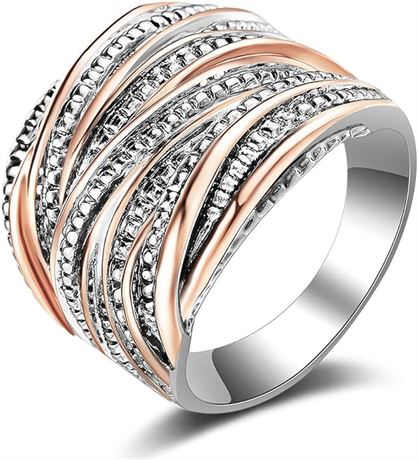 7 - Mytys 2 Tone Intertwined Crossover Statement Ring Fashion Chunky Band Rings