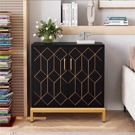 Osmaidy 31.9'' Sideboard, Black and Gold